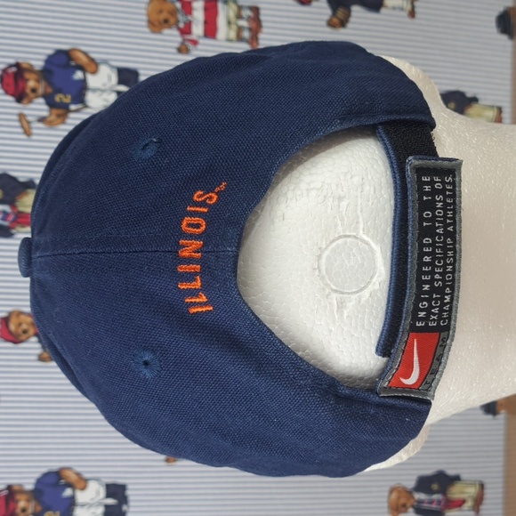 Nike Team Illinois University stitched logo blue & orange velcro tab canvas hat - Picture 3 of 9